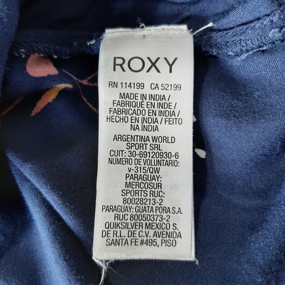 Roxy Peasant Blouse Top Blue Floral - Picture 7 of 9
